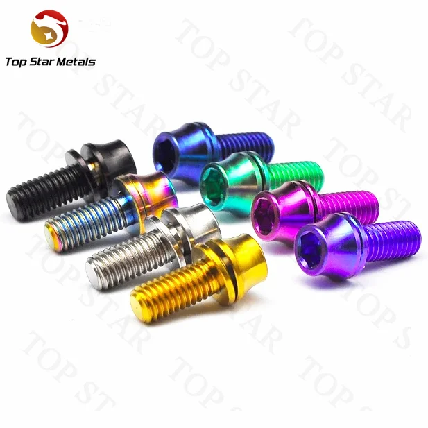 TITST Gr5 M5x12mm Titanium Cone Bike Bottle Holder bolt Cycling Accessories Bicycle Water Bottle Cage Bolts With washers