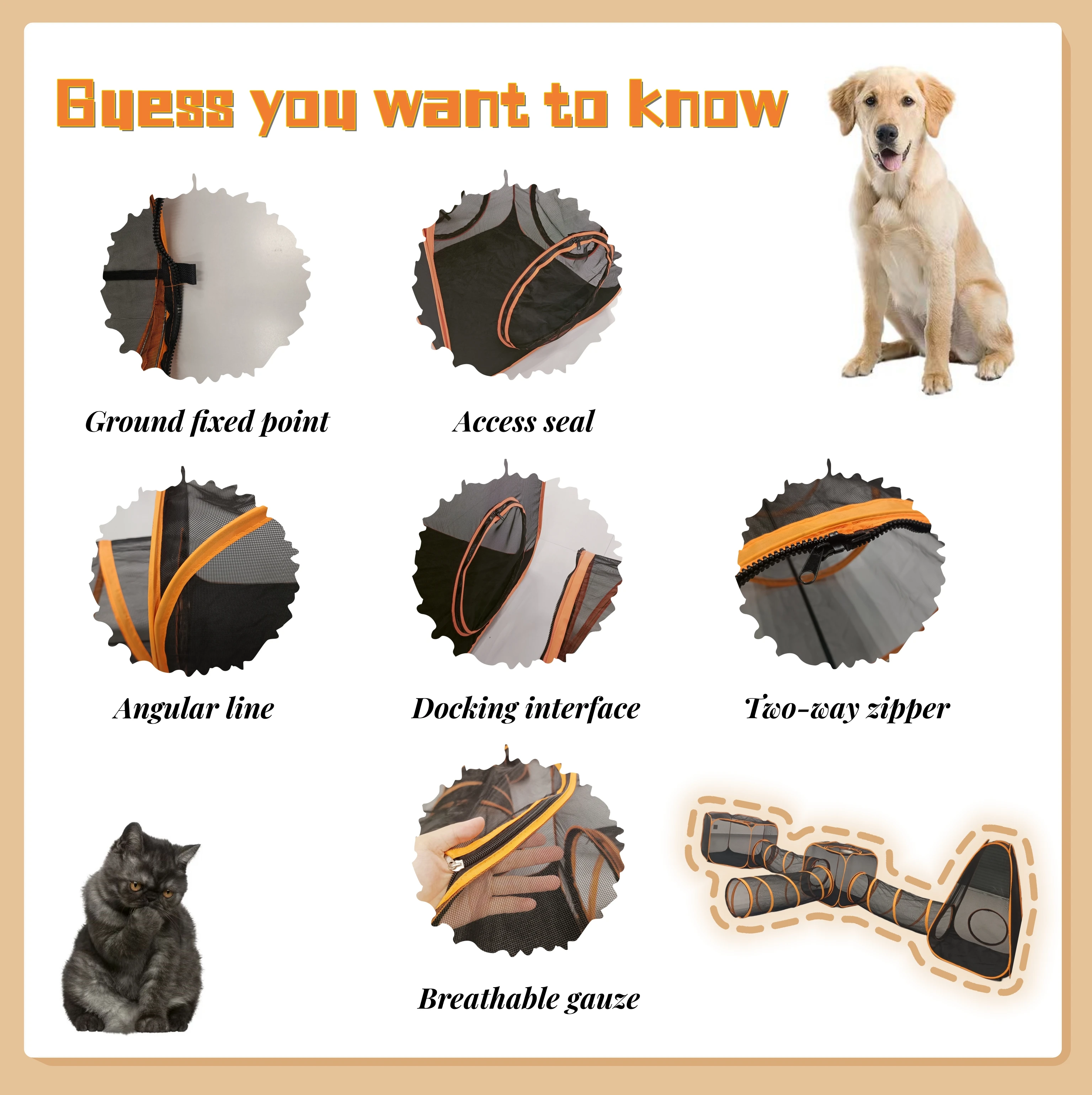 Factory Directly Provide Large Wooden Dog Cage 6 in 1 Pet Tent Folding Toy Tents Triangle Shape for Small Animals Wholesale