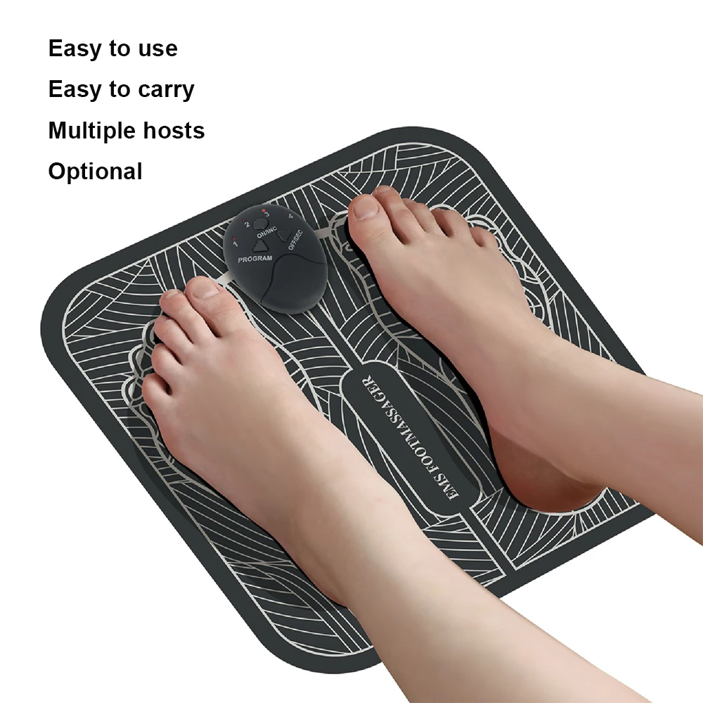 USB Rechargeable EMS 6 Modes 9 Intensity Levels Reflexology Folding Portable Electric Foot Massage Mat