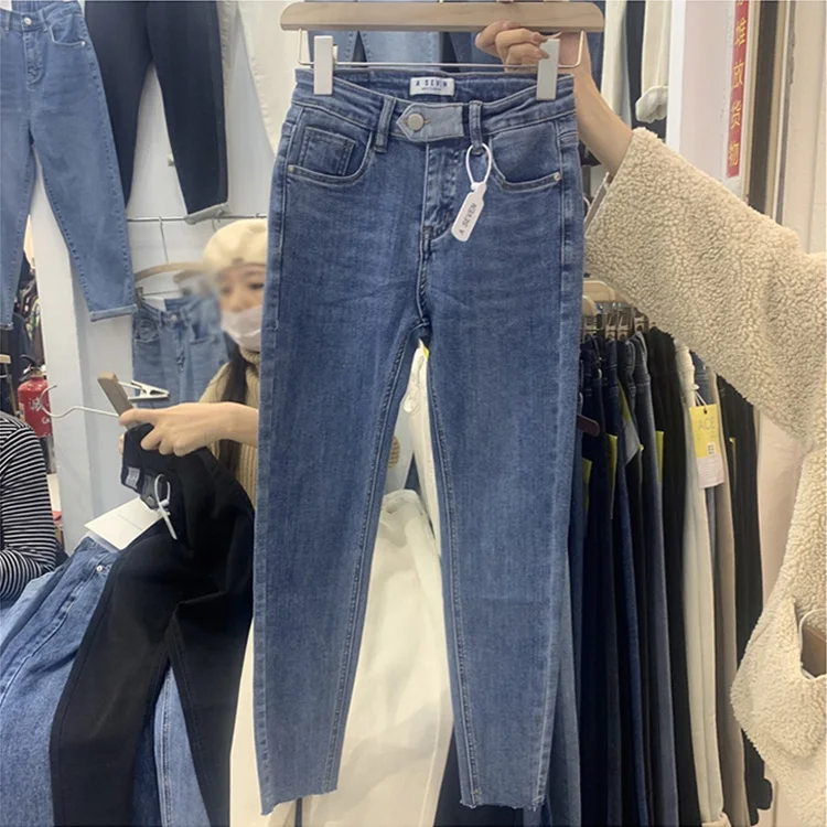 Wholesale Womens denim stretch ladies pants skinny jeans Pencil Pants apparel stock women jeans