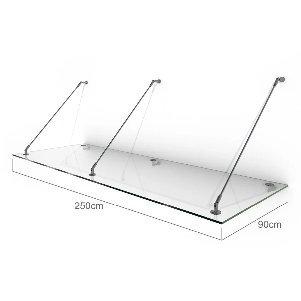 glass canopy with stainless steel support