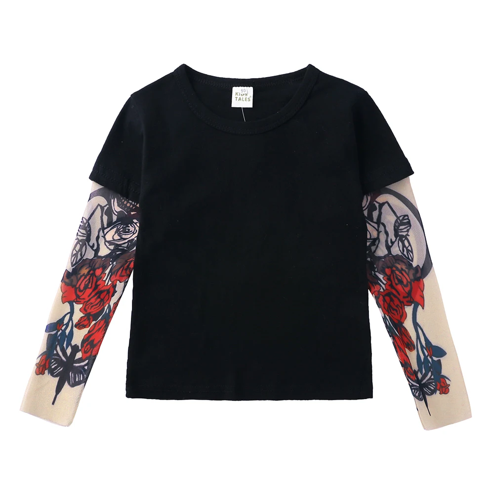 Kids Tales Fashion Tattoo Sleeve Tops Hiphop T Shirts Children T Shirt Boys Clothes