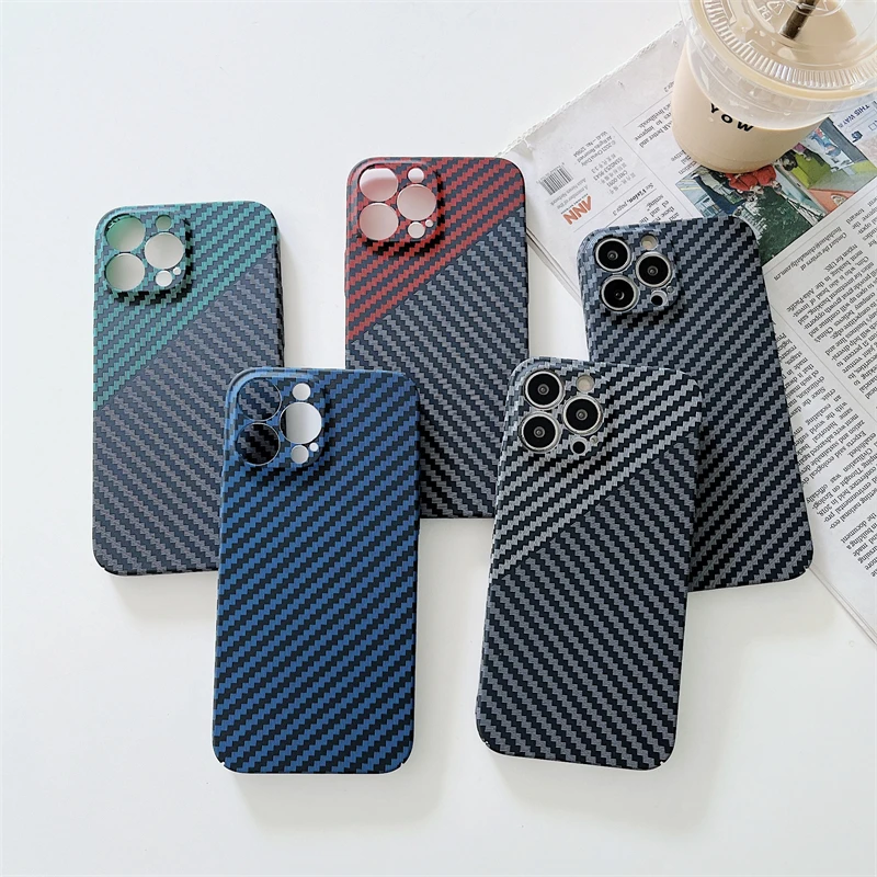 Жесткий чехол из углеродного волокна для iPhone 14 13 12 11 Pro Max XS