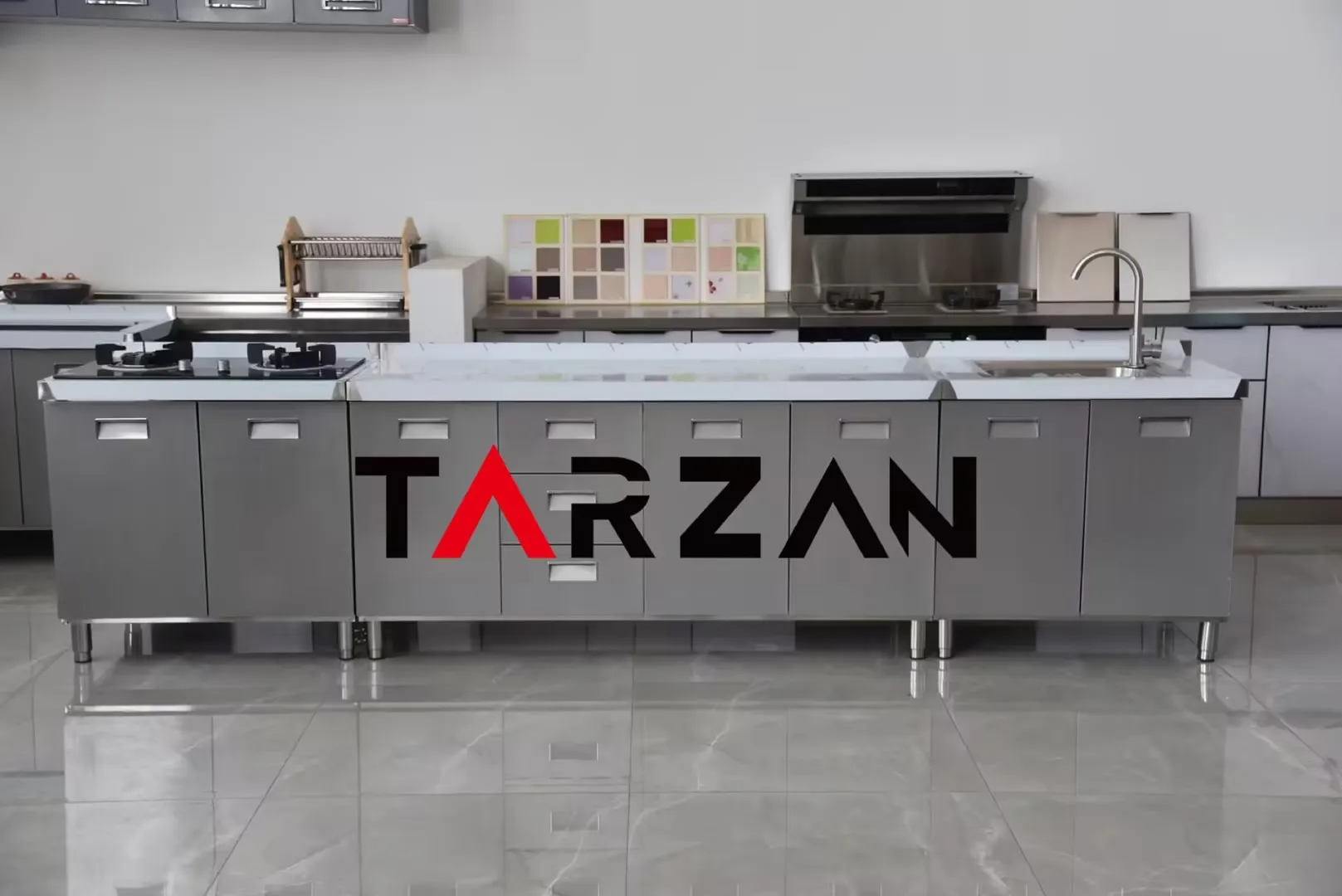 3 In 1 Kitchen Cabinets Stainless Steel Kitchen Sinks Work Table Cabinet With Drawer Customized