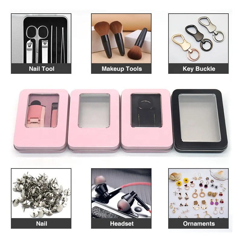 Rectangle Silver Packaging Gift Jewellery Metal Decorative Tin Boxes With Lids