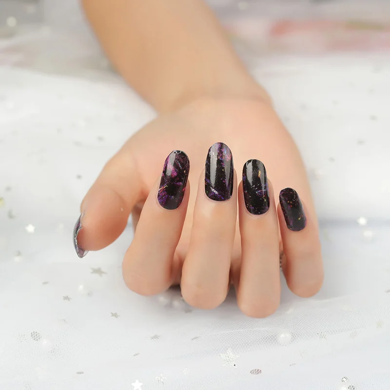 Colorful glitter flowing pattern real nail polish strips nail wraps nail stickers