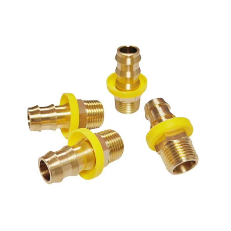 European Series Brass Hose Nipples Fitting with Yellow collar hex push on nozzles