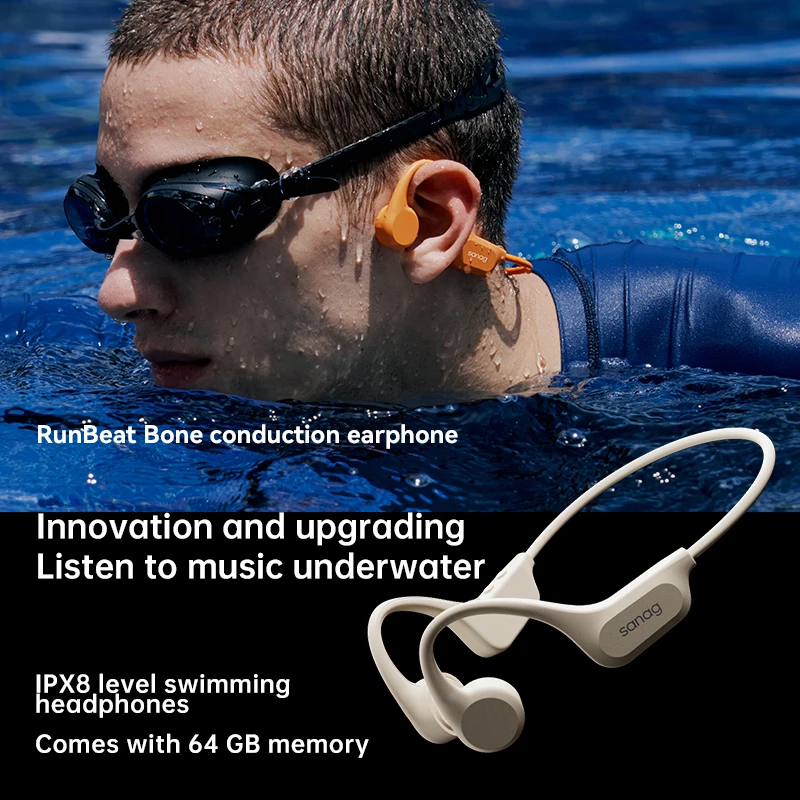 Sanag B60S Wireless Earphones Bone Conduction BT 5.3 Headphones Sports Headset Waterproof with Mic Ear-hook IPX8 TWS Hifi Stereo