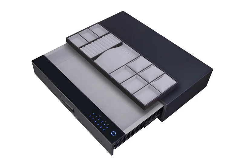 Alloy Aluminum Cabinet Secret Hidden Key Furniture Smart FingerPrint Leather Cabinet Password Lock Storage Safe Box Drawers