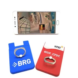 Silicone Adhesive Stick-on ID Credit Card Wallet Phone Case Pouch Sleeve Smart Wallet Pouch Sticky Pocket with Ring