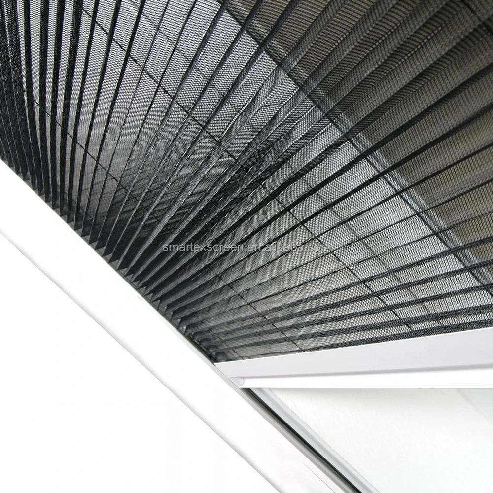 Mosquito net pleated wire mesh window aluminium profile roof skylight folding polyester screen window