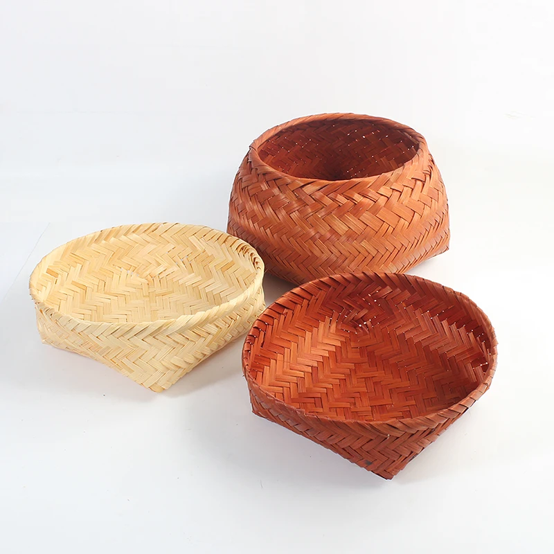Rectangular Desktop Storage Handmade Handcraft Bamboo Basket Rope Woven bamboo Basket Gift Storage Baskets