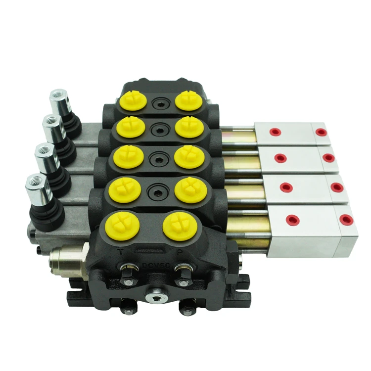 60L/Min 1-9 joystick DCV60 Hydraulic Monoblock Sectional Directional Pneumatic Control Valve