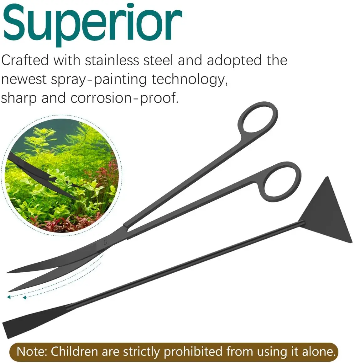 5 In 1 Long Stainless Steel Tweezers Scissor Aquatic Plants Cleaning Tool for Aquariums & Fish Tank Aquarium Scissor Tools Kit