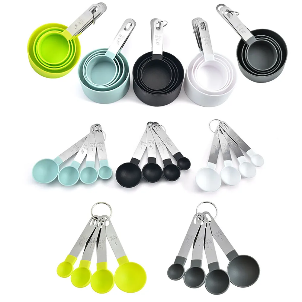
Wholesale kitchen tool plastic cup and spoonc coffee measuring spoon bakes stainless steel 8pcs measuring cups and spoons 