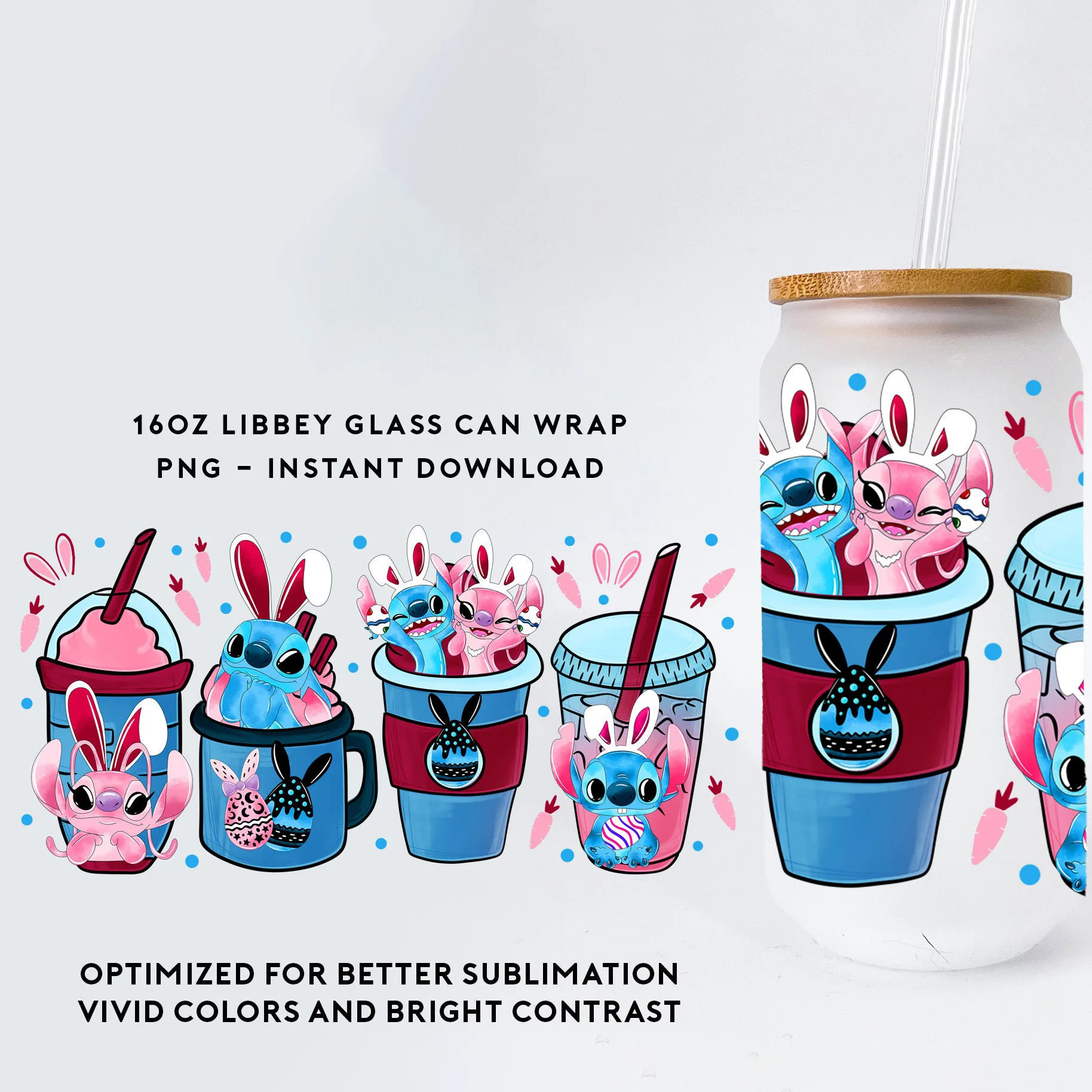 Ready To Transfer HKitty Transfer Wraps 3D UV Dtf Cup Wraps for 16oz Libbey Can Tumblers