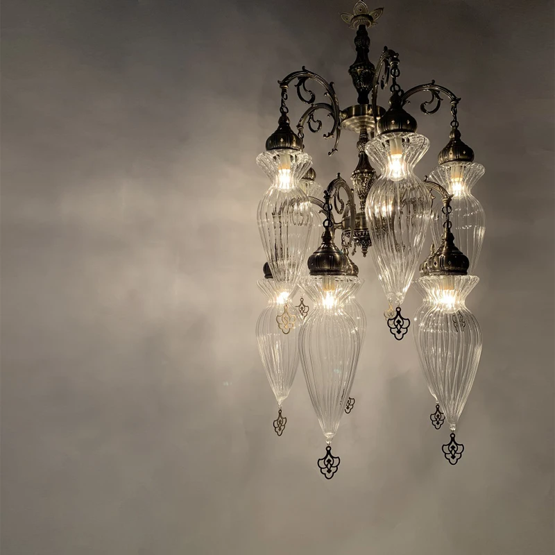 Dubai characteristic villa duplex building stairwell empty hotel restaurant coffee shop homestay handmade glass chandeliers