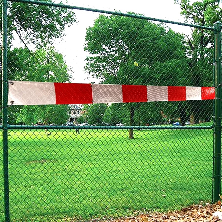 Red and White Eyelets Security Fence Barriers Reflective Strip For Fencing Barriers