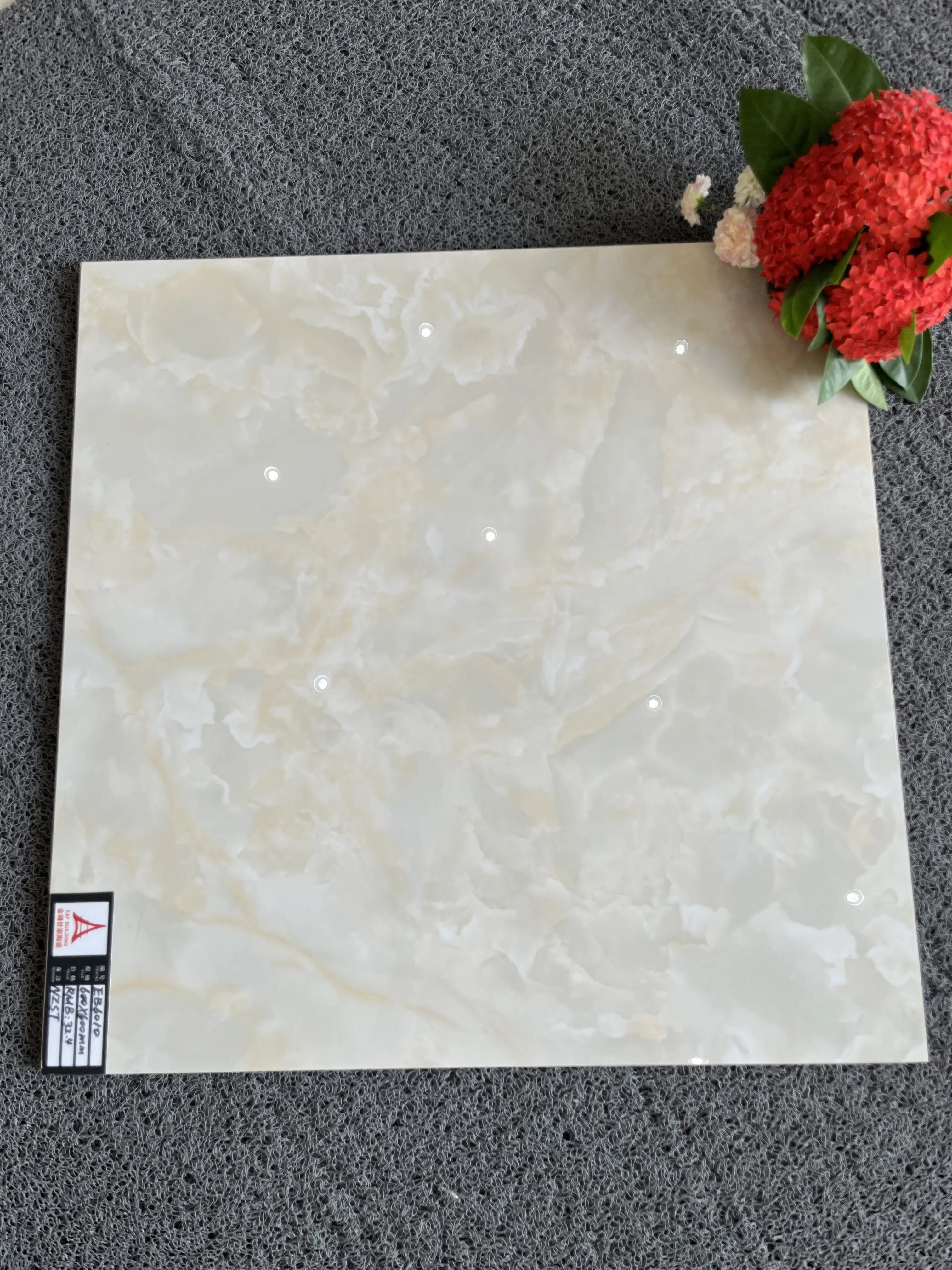 Factory Cheap Prices 600x600mm beige green white marble look polished porcelain villa tiles glossy wall and floor tiles