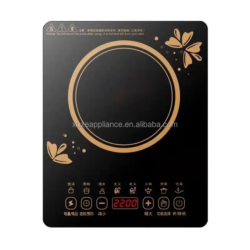 High quality induction cooktop black crystal panel induction cooktop touch multi-function adjustable induction cooktop