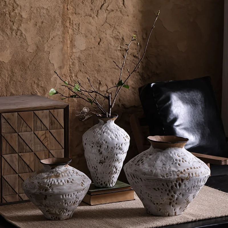 retro vintage nordic chinese handmade rustic pottery shabby chic decoration home antique ceramic terracotta vase