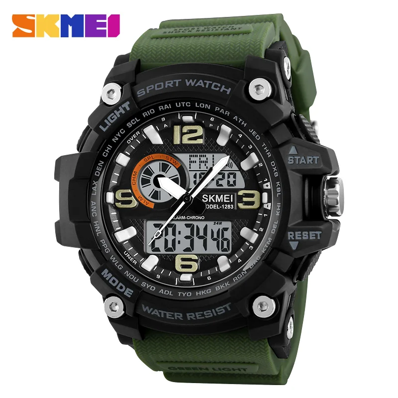 Athletic Watches Hot Jam Tangan Skmei 1155 Analog-Digital Watch Camouflage Army Pupils Wristwatch