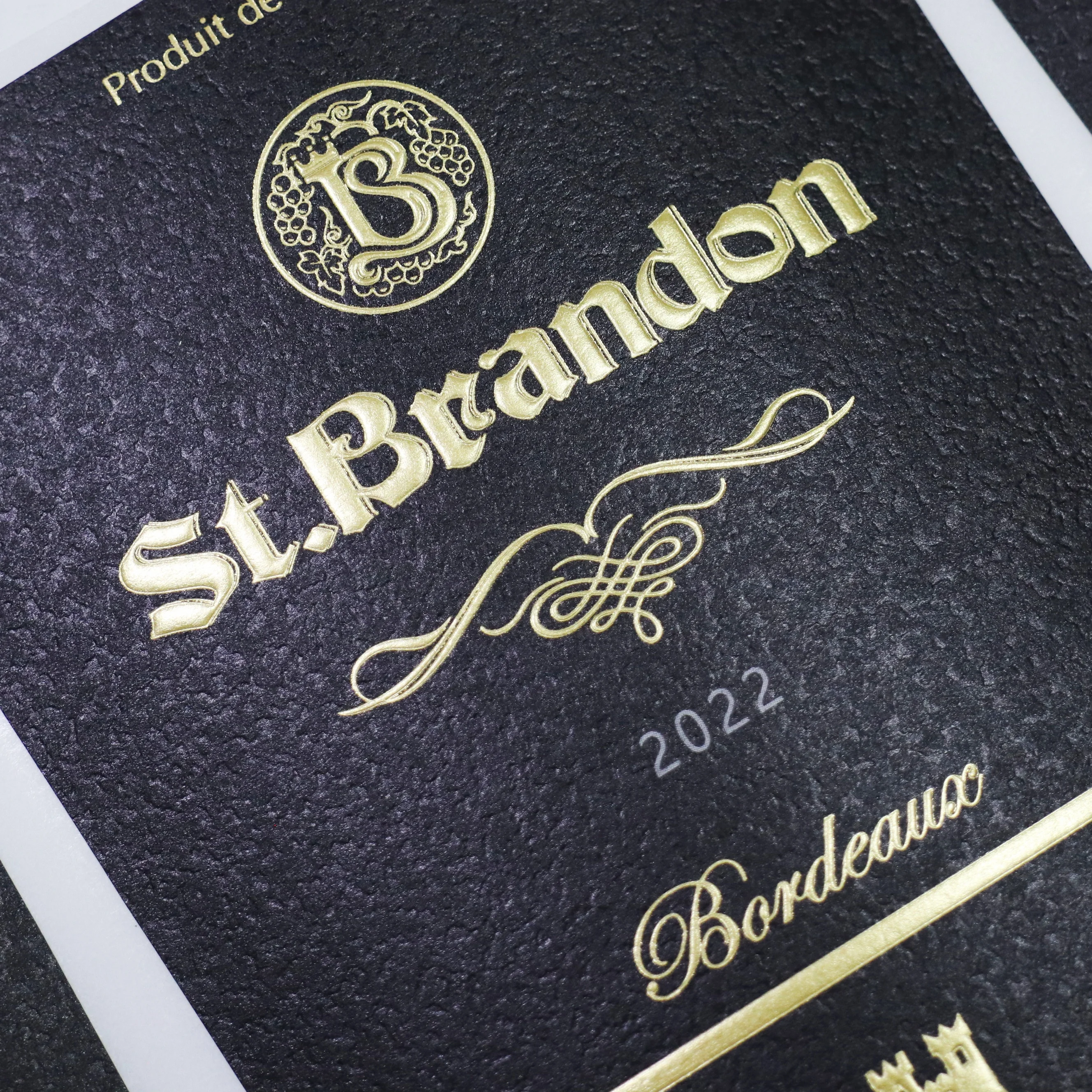 Rock grain self-adhesive label, can be customized waterproof label hot stamping UV process wine label
