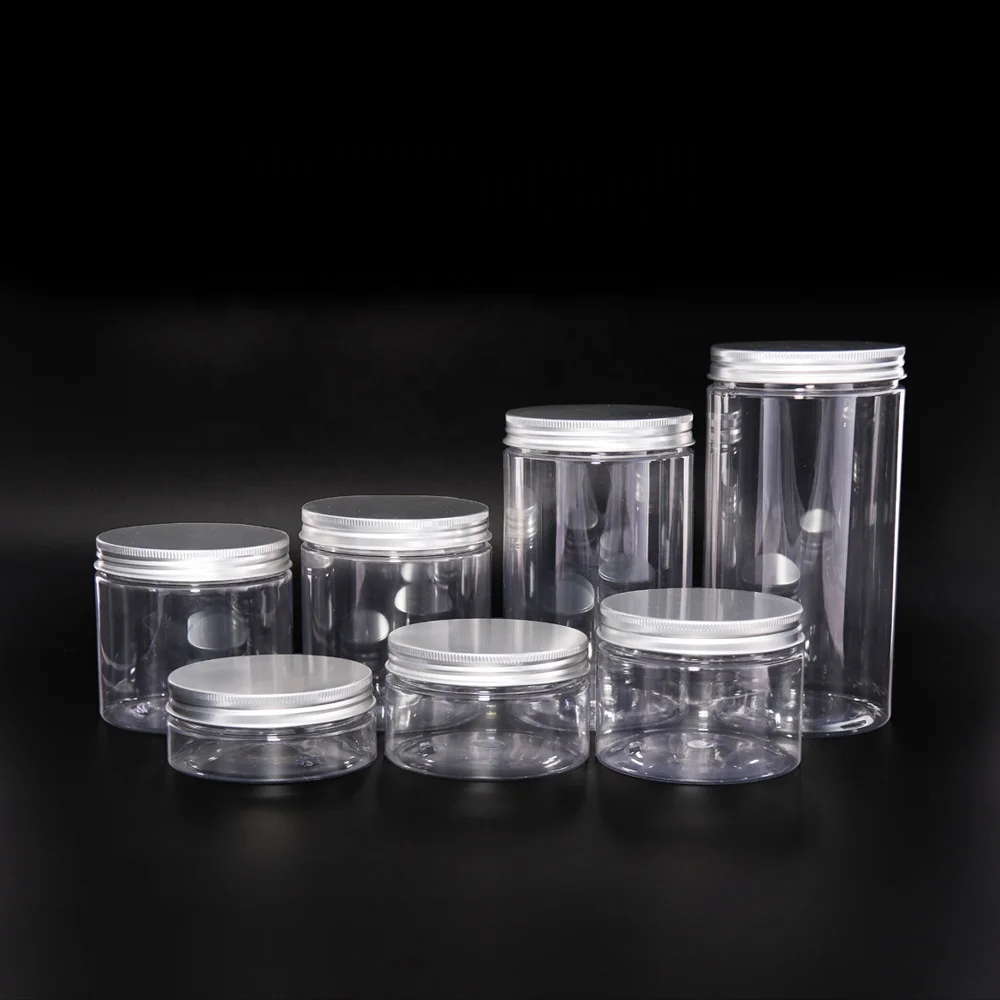 wholesale 1 oz 2 oz 4 oz 5 oz 6 oz 7 oz 8 oz  plastic jars with aluminium screw lids for Cosmetic Food packaging