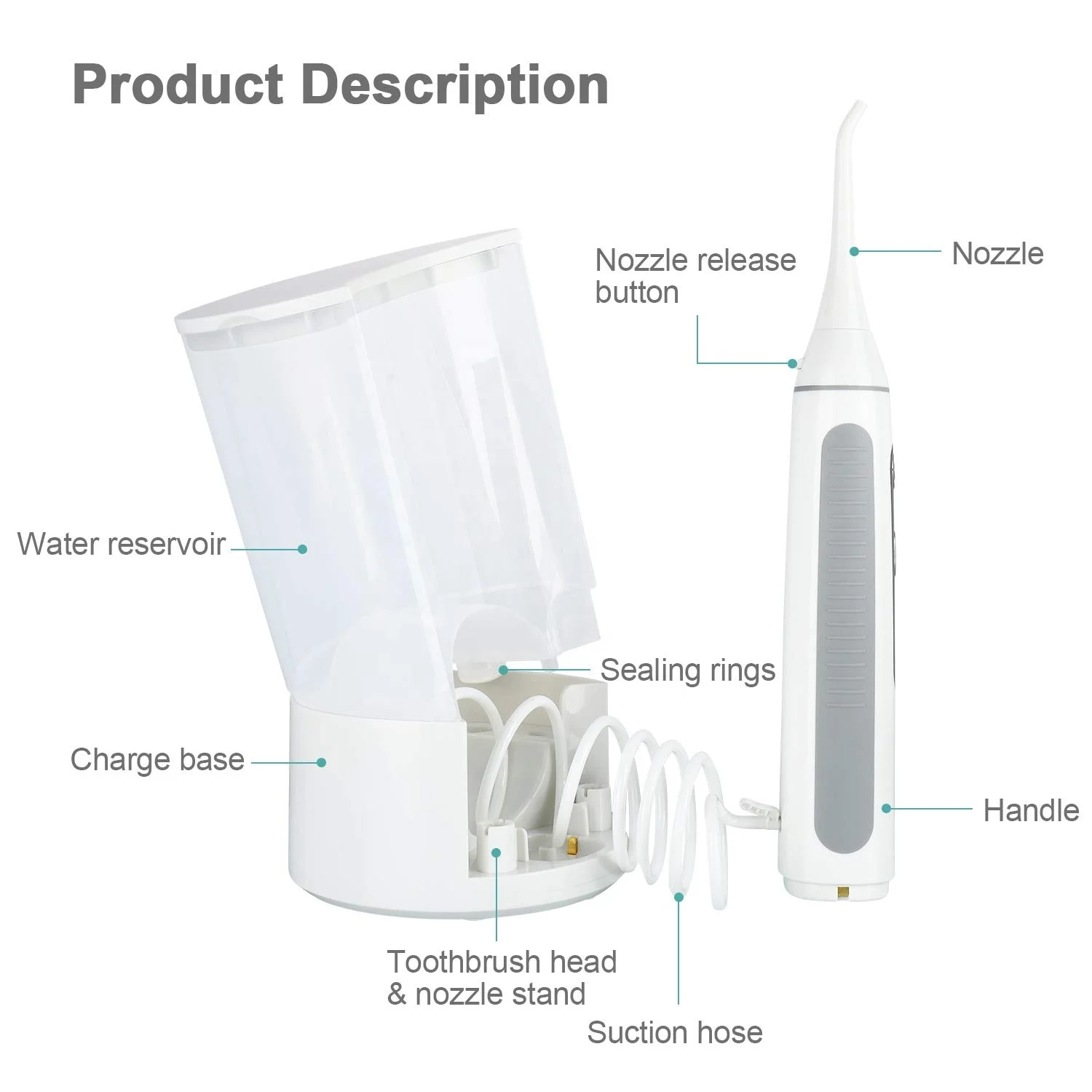 water flosser teeth cleaning Professional cordless rechargeable dental oral rinse super spray,4 sprinkler heads PX7