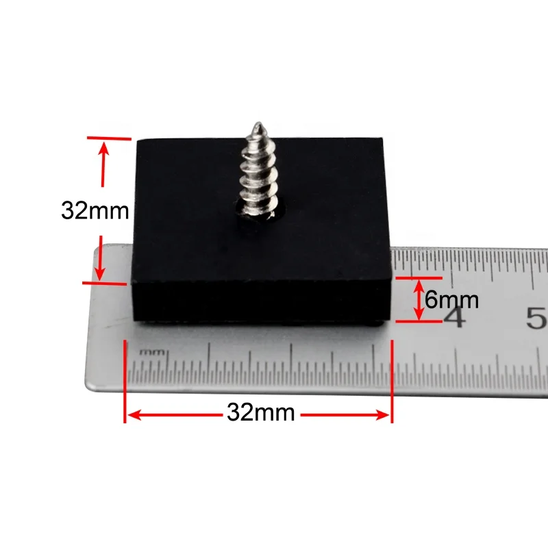 Rubber Coated Magnets 5KG Self-tapping Screw Wall Mount Strong Neodymium Block Magnet