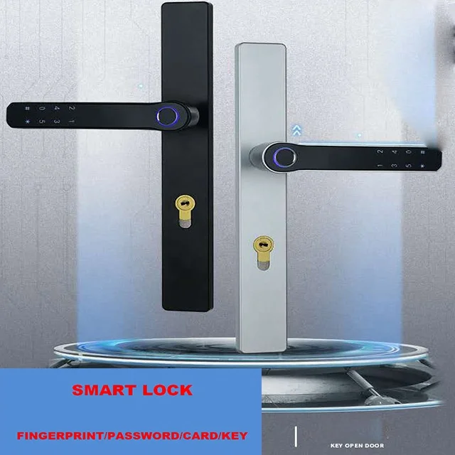 Smart Fingerprint Lock Electric Biometric Lock Zinc Alloy Wooden Metal Door for Indoor Home Smart Digital Electronic Lever Lock