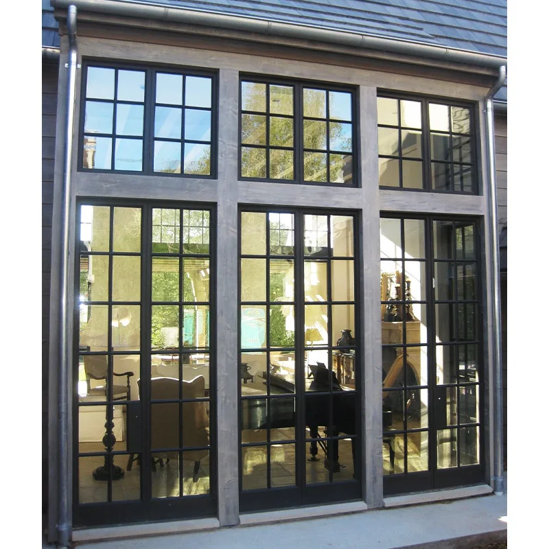 Handmade Retro Style French Design Glass Casement Windows Modern Swing Open Style Tempered Glass Bedroom Villas Houses Offices