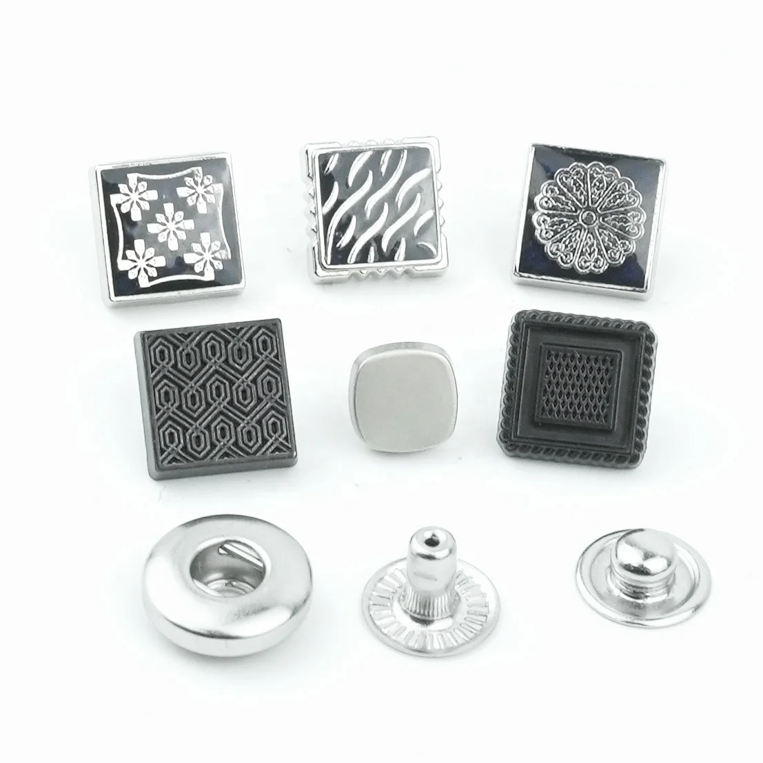 Jinyi Button Manufacturer Custom Thobe Buttons Logo Brand Abaya Metal Press Snap Button for Clothing