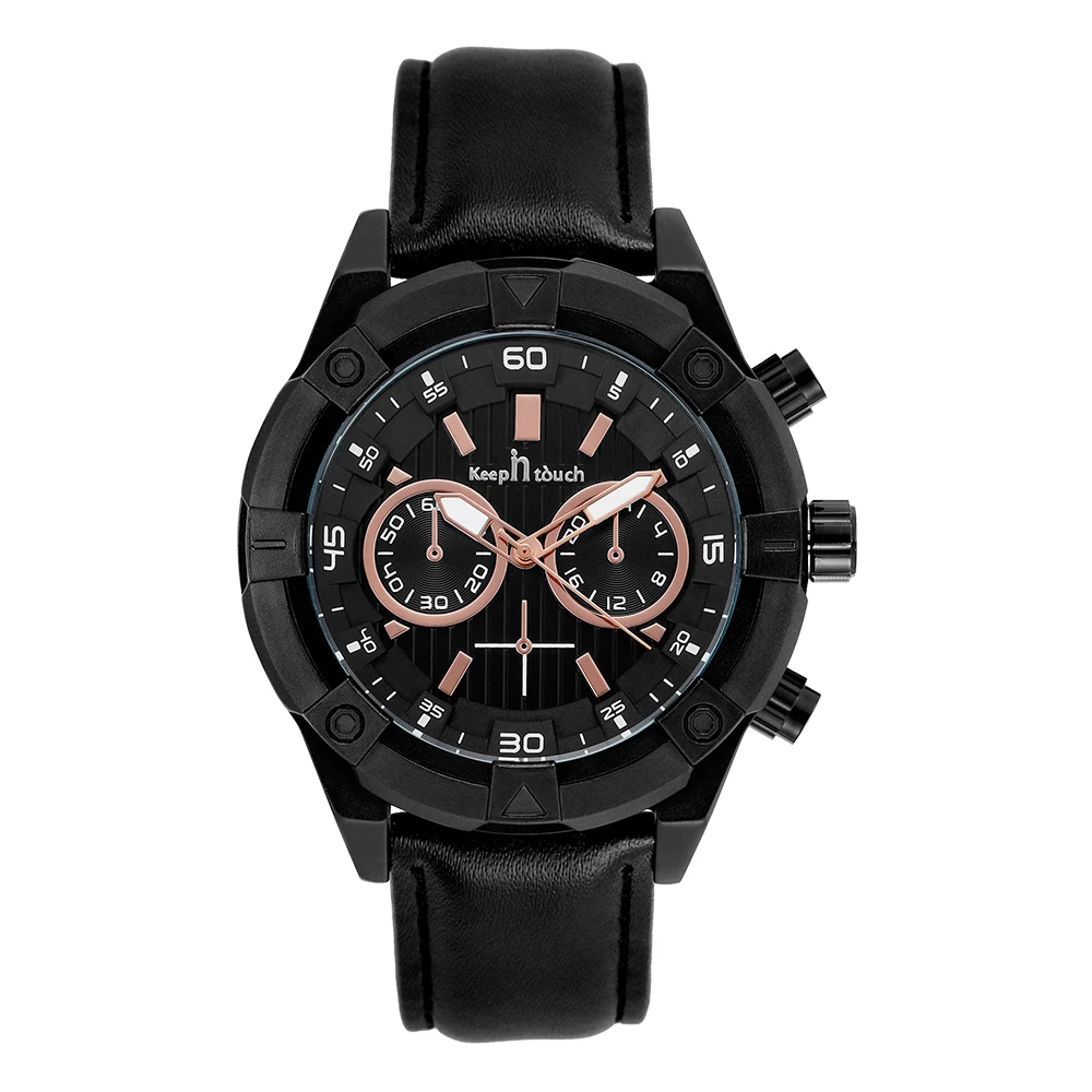 Оптовая продажа, мужские водонепроницаемые повседневные Роскошные Кварцевые наручные часы с кожаным ремешком Keep In Touch