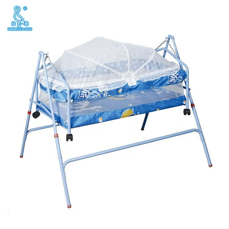 Lovely Blue Style Baby Canopy Playpen Cloth Crib Cot Bed Crib Bedding Baby Cradle Swing Cribs For Babies