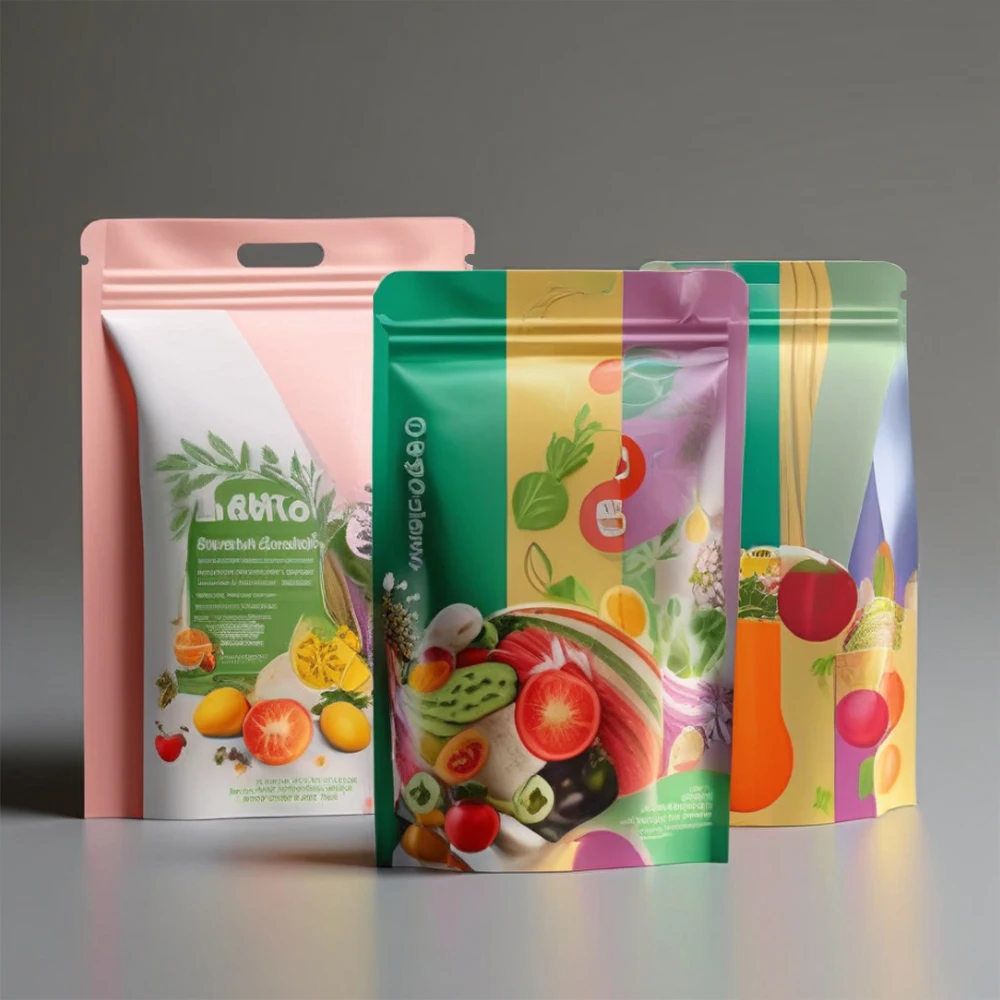 Printed Color Biodegradable Food Packagingbag Potato Chip Snack Packaging Plastic Bag Custom 140g 280g Stand Bottee with Handles