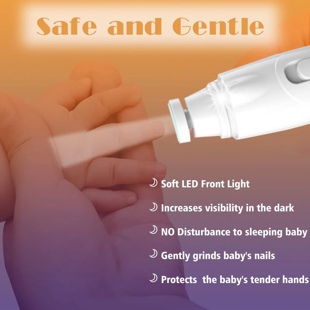 New Baby Nail Clipper Automatic LED Nail Grinder Rechargeable Nail File