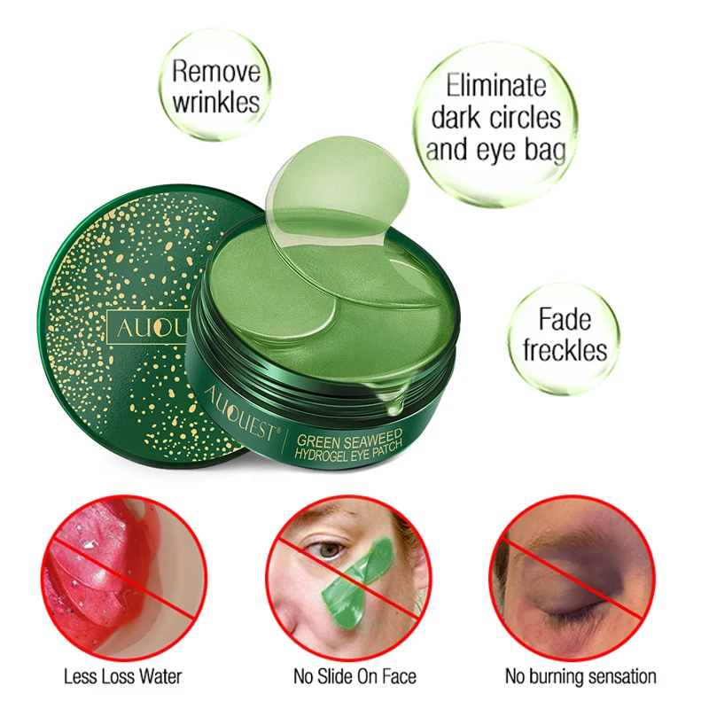 Custom Your Logo Green Tea Aloe Vera Seawood Collagen Eye Gel Patches Private Label Hydrating Under Hydrogel Eye Mask