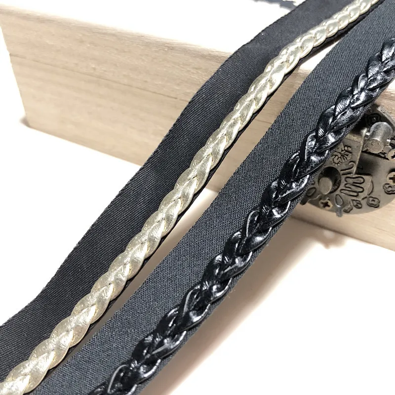 PU leather leather strip machine woven PU lace tape piping tape dance dress lace clothing bag ornament in stock
