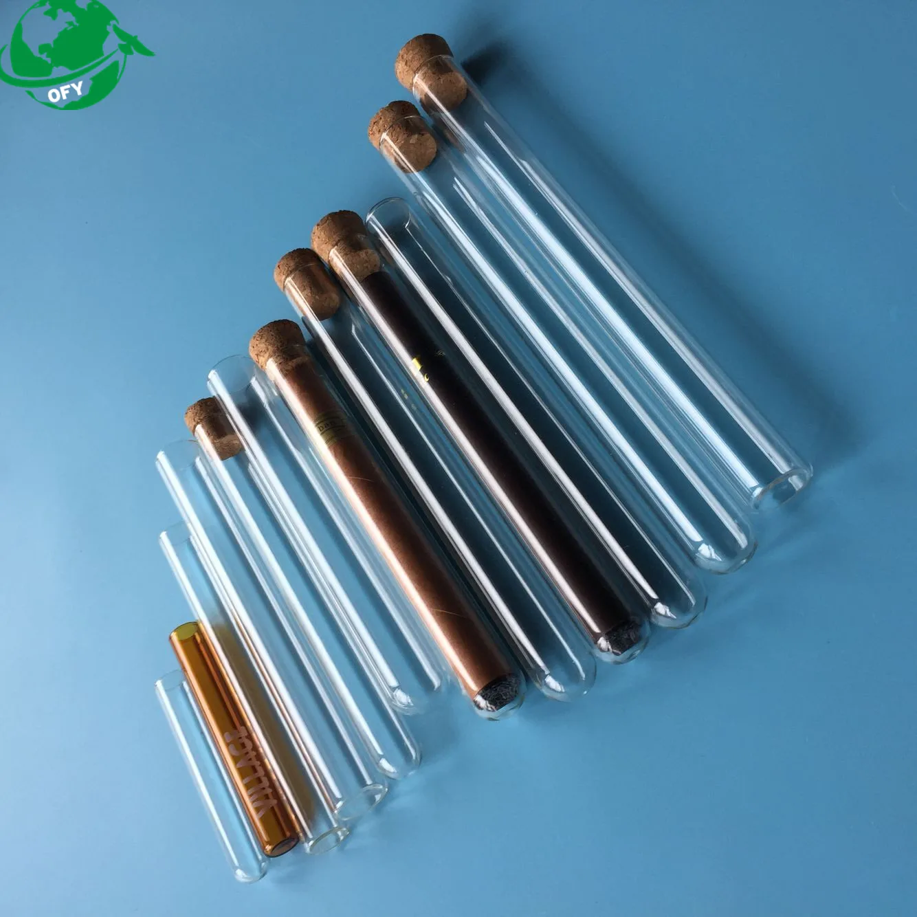 Single cigar packing container 116 mm 120 mm 110 mm differ size custom Glass test tube with cork