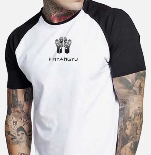 New fashion men baseball t shirts curved hem slim fit t shirt