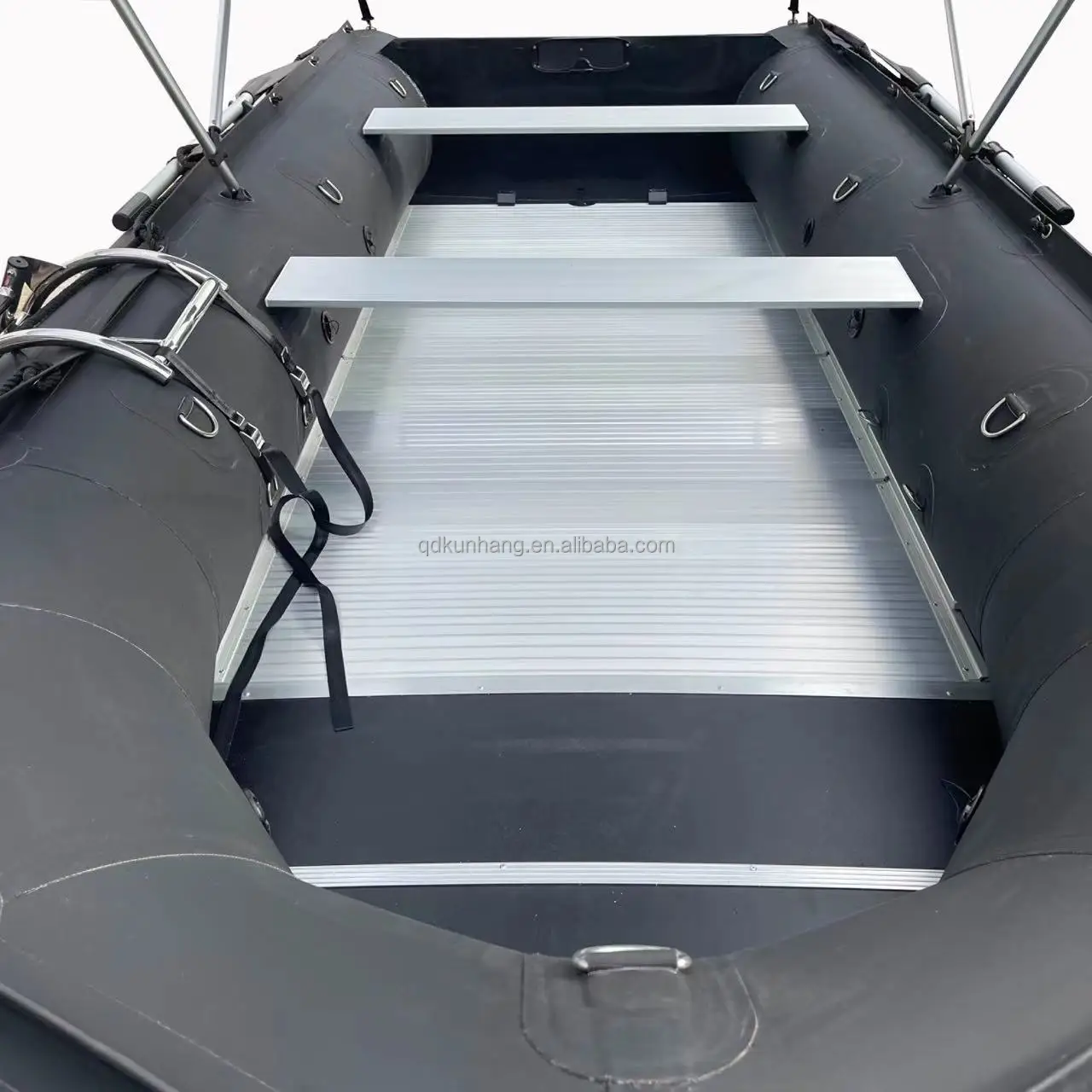 14 ft Aluminium transom folding rowing boat with bimini top aluminium floor PVC inflatable boat for sale