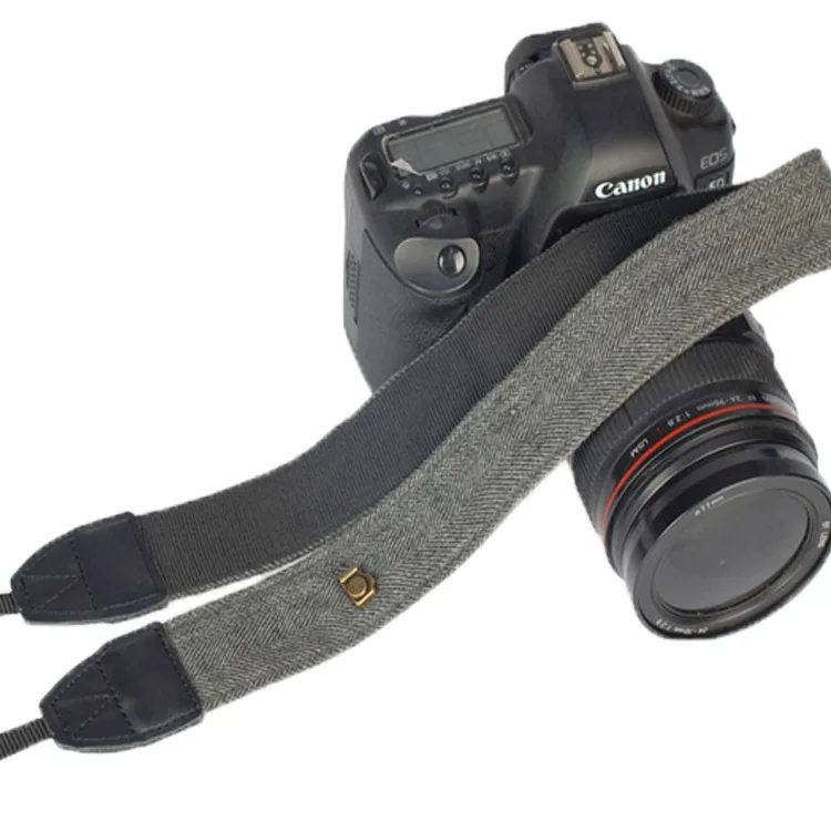 wholesale custom logo plastic buckles cotton vintage grey color sling camera straps for canon camera slr