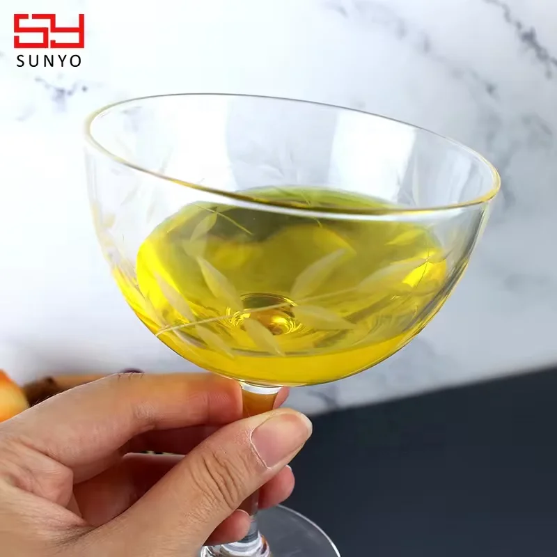Wholesale Custom Personalized Calcium Free Glass Unique Branch Pattern Cocktail Glass Martini Glass