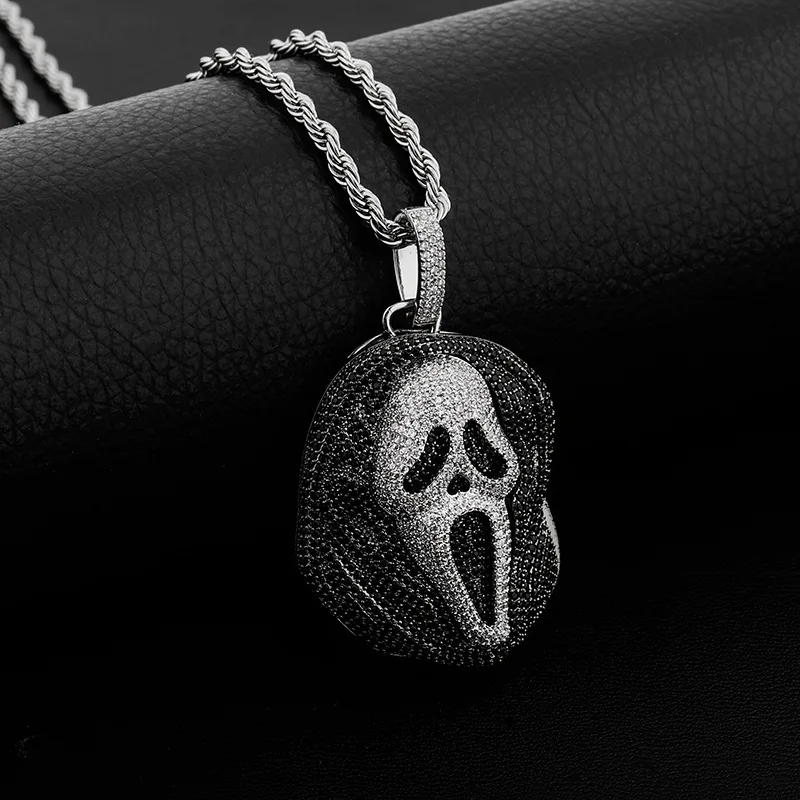 Halloween Europe and the United States popular ghost ghost hip hop pendant full of zircon necklace sweater accessories