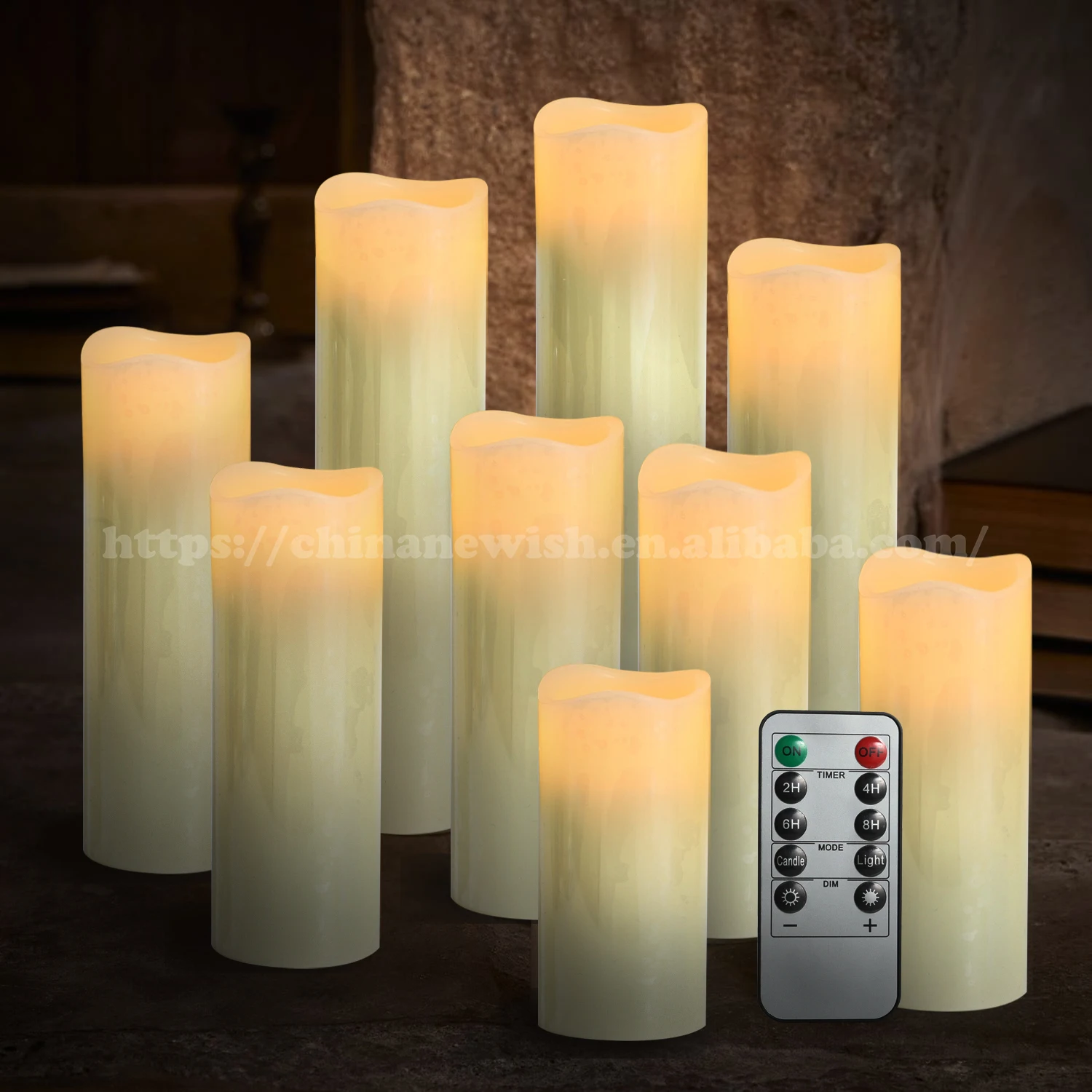 Kanlong 2AA Battery Powered Christmas Led Candle Light Set With Remote Control