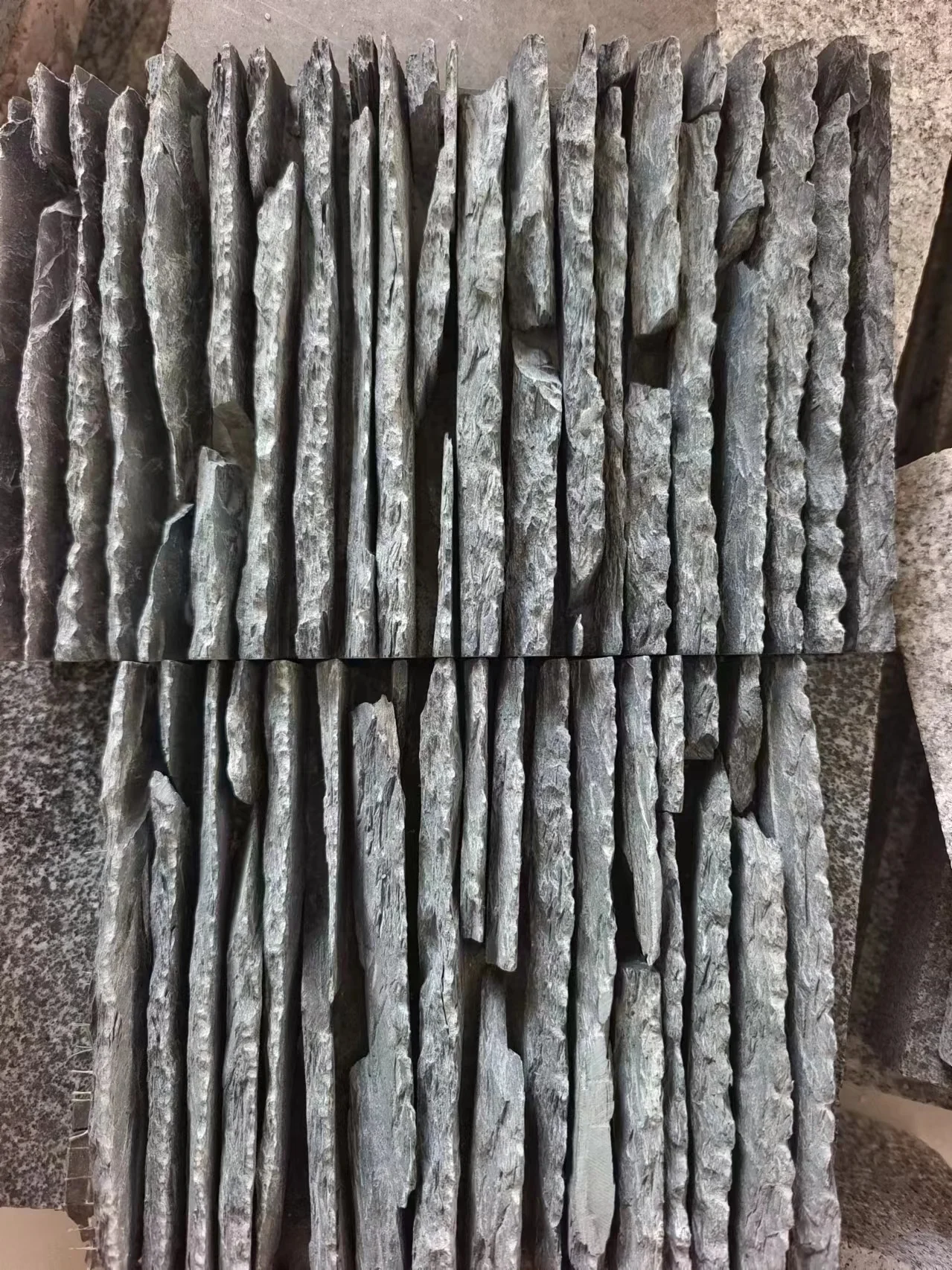 Natural Dark Gray Stone Chiseled Wall Tile Black Granite waterflow serrated surface Wall Panels
