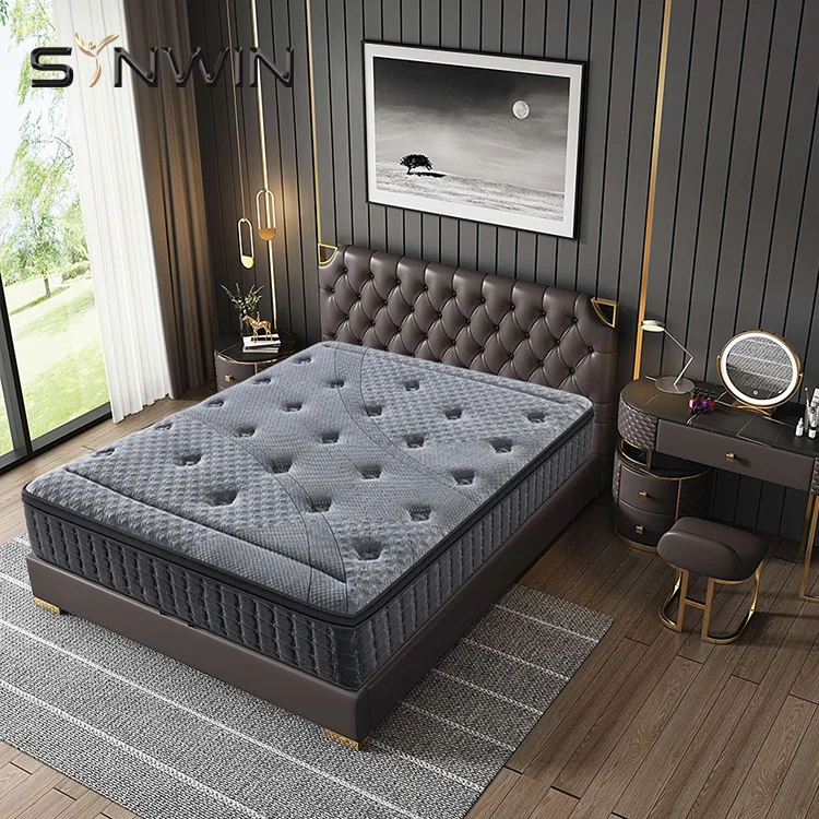 latex best brand double bedroom sleep down high quality kasur busa euro top pocket spring mattress