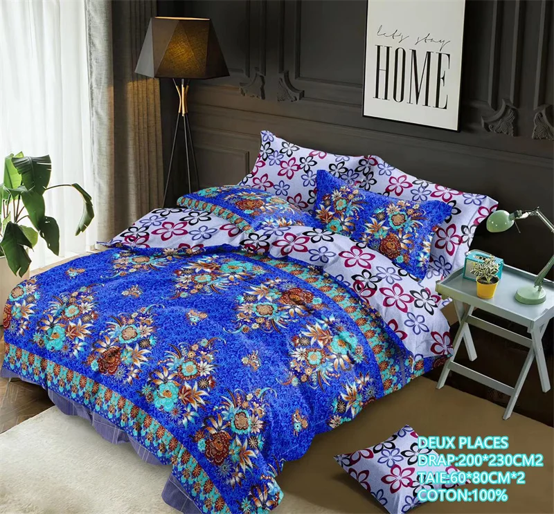 Wholesale Jiajia Two Sheets and Two Pillowcases Bed Sheet Set 100% Cotton 2 Places Sheet Sets Trois Place