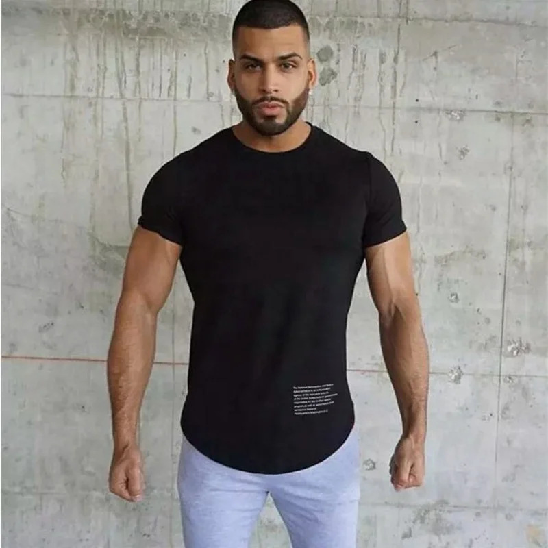 Athletic shirts for 95%cotton 5% elastane muscle fitted athletic gym wear men t shirt for workout